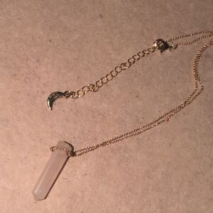 ❤️‍🔥10/$10❤️‍🔥 Luna Norte Rose Quartz Gemstone Crystal Point Gold Necklace
